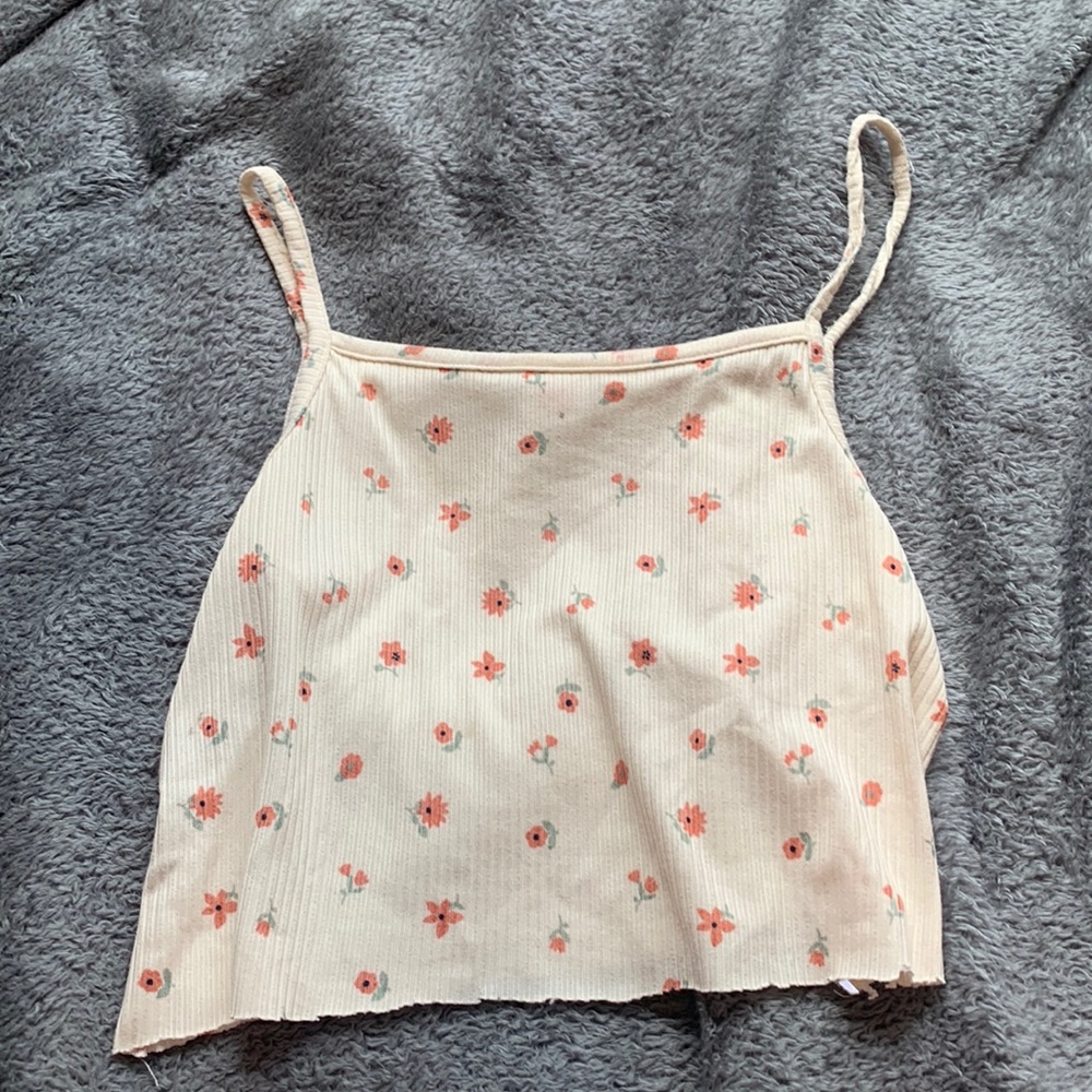 Cute flower cream crop top